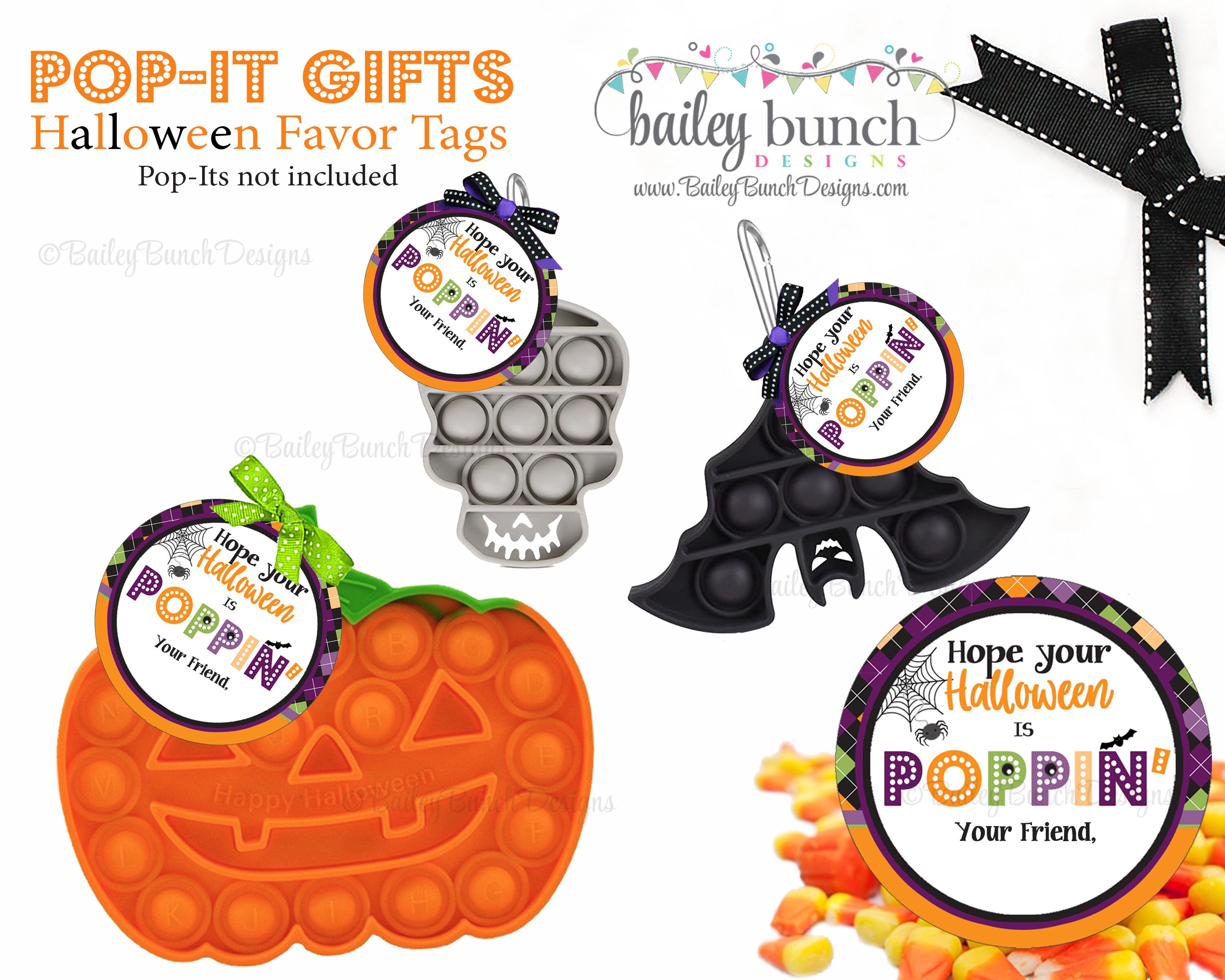 Halloween Pop It Fidget Gift Tags, Halloween Gifts, Teacher Gifts, Po…