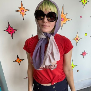 Vintage / Sheer Purple Ombre Silk Scarf / Corbata de cuello / Bufanda para el cabello