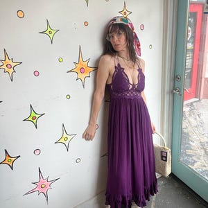 Free People Purple Lace Crochet Dress Boho Pirate Fairy Grunge Cottagecore - S image 4