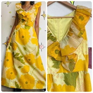 Vintage 70s Deadstock Alfred Shaheen Hawaiian Maxi Dress - Boho Goddess - S