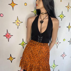 Y2K oranje minirok met hartjesprint | Urban Outfitters-rok Fairy Grunge met ruches S afbeelding 4