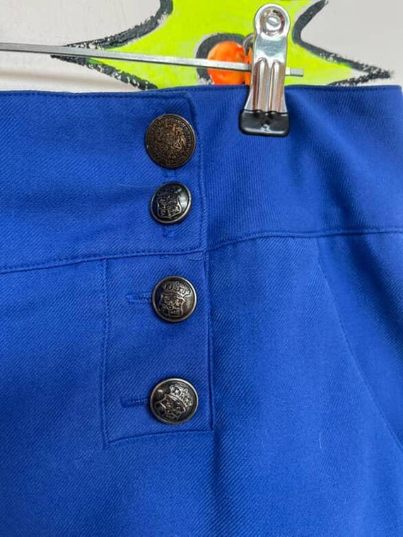 Y2K Blue Sailor Shorts with Gold Buttons – Pirate… - image 5