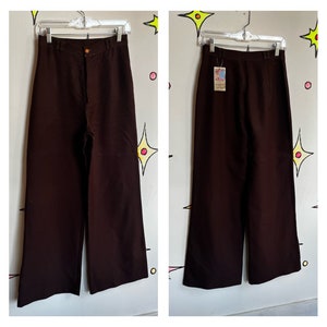 Vintage 1970er Jahre | Braun Groovy Disco Weites Bein Hohe Taille Schlaghose | Größe M
