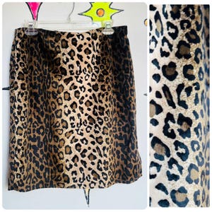 Vintage 90er Jahre Y2K Samt Leopard Muster Mini Rock – Fairy Grunge Glam – Größe 6