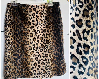 Vintage Y2K fluwelen Y2K minirok met luipaardprint jaren 90 – Fairy Grunge Glam – maat 6