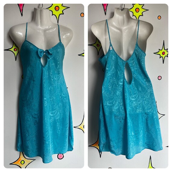 Vintage 90s Y2K | Blue Babydoll Lingerie Mini Dre… - image 2