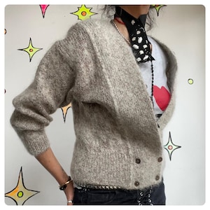 Vintage 80s | Oversized Chunky Cozy Mohair Cropped Grunge Sweater | Size 44 M L