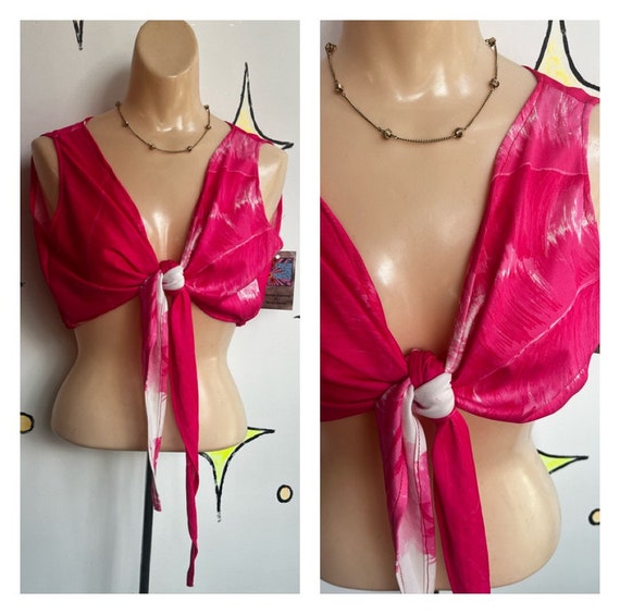 Vintage 60s 70s | Pink Groovy Boho Hippie Halter … - image 1