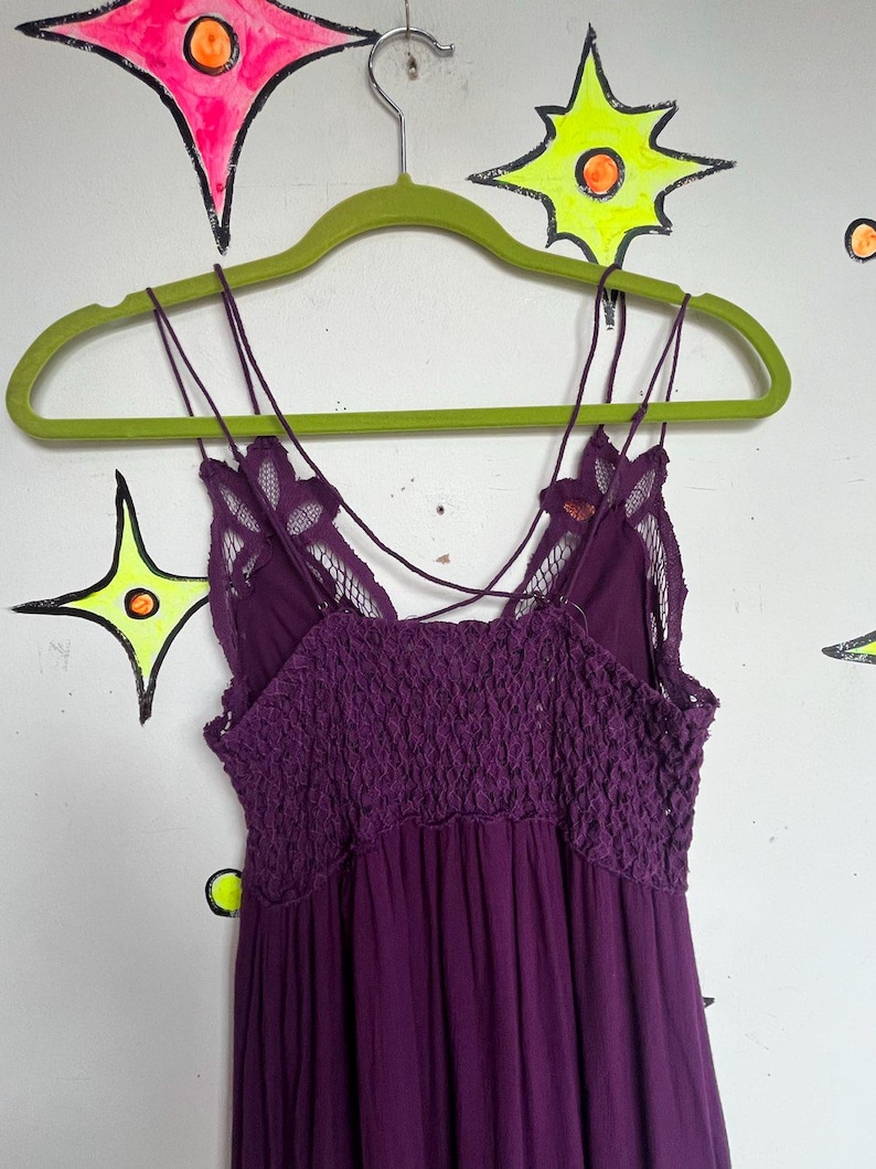 Free People Purple Lace Crochet Dress Boho Pirate Fairy Grunge Cottagecore - S image 6