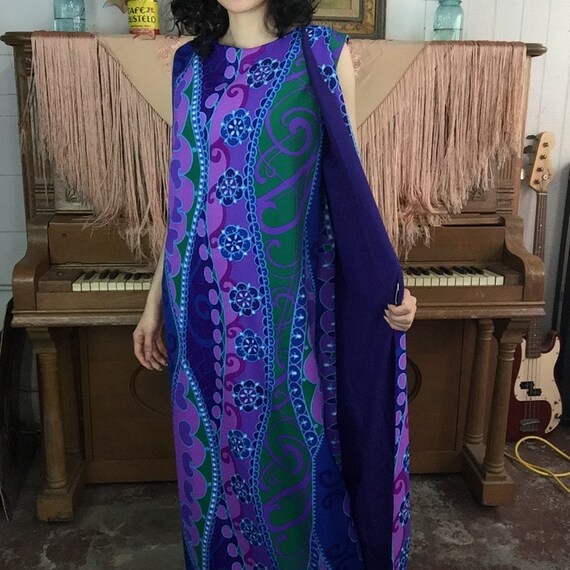 VTG 60s 70s | Purple Mod GoGo Psychedelic Boho Wra