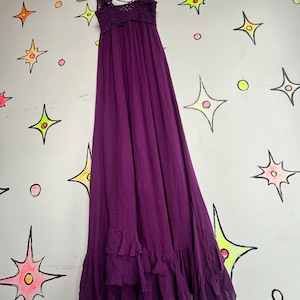 Free People Purple Lace Crochet Dress Boho Pirate Fairy Grunge Cottagecore - S image 8