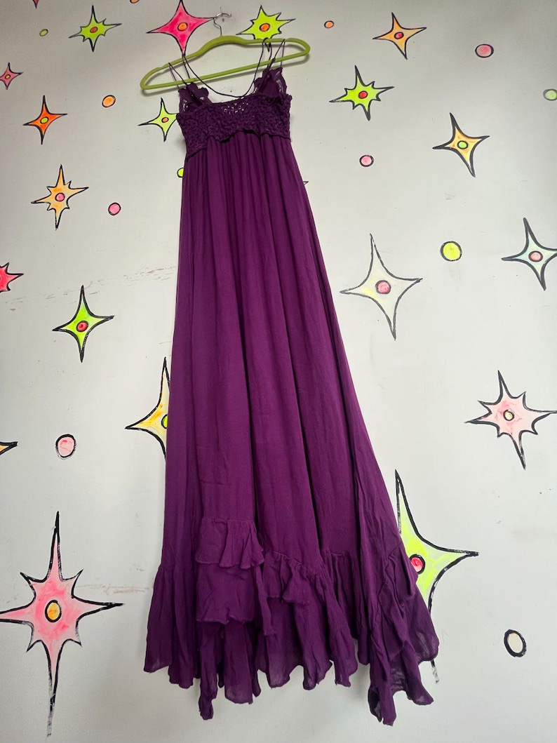 Free People Purple Lace Crochet Dress Boho Pirate Fairy Grunge Cottagecore - S image 8