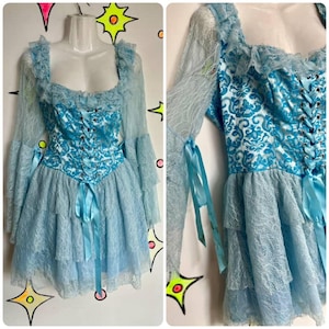 Robe cosplay Marie-Antoinette Lolita bleu rococo pastel Coquette Cottagecore XL
