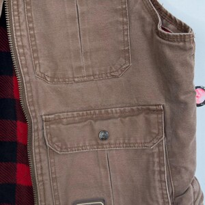 Vintage 90s Y2K Plaid Lined Khaki Lumberjack Vest Workwear Utility Gorpcore - M image 4