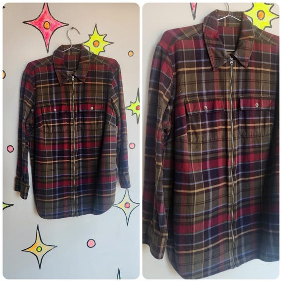 Vintage des années 90 An 2000 Chemise zippée grunge en flanelle