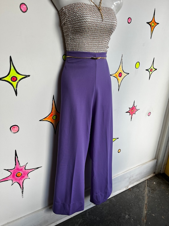 Vintage 1970s | 70s Purple Groovy Disco Wide Leg … - image 2