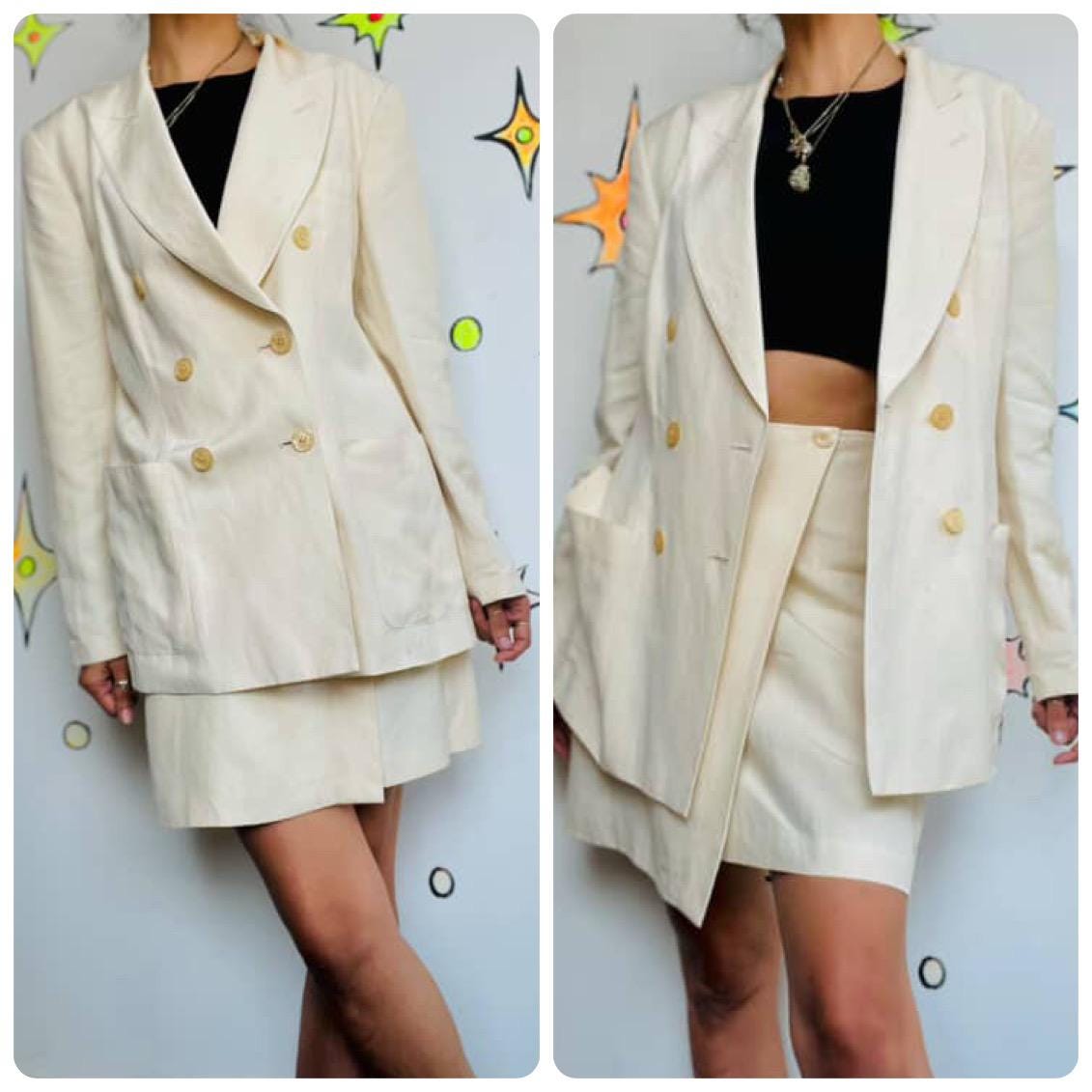 80-90s DONNA KARAN　Linen Over Jacket Vintage 90s DKNY Donna Karan Made In Italy Linen Blend Zip Jacket