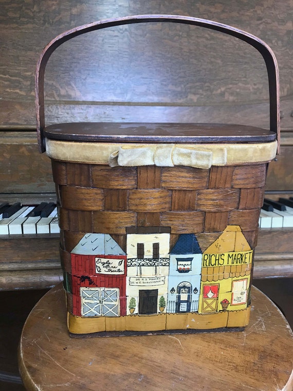 Vintage 60s Basketville Basket Box Purse Wicker Ba