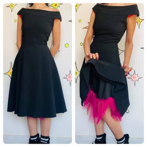 Vintage 90s does 50s Retro Cha Cha Dress Full Skirt Fit & Flare Swing Dress Sz 7