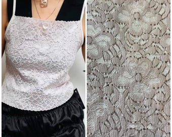 Vintage Pastel Pink Lace Cami | Fairy Grunge Coquette Babydoll Top | Pasuje na dorosłych w rozmiarze S