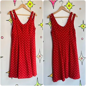 Y2K kersenrode zijden onderjurk – Anthropologie – romantische piraat-grunge boho – 4 afbeelding 4