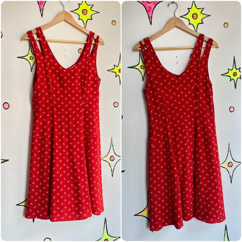 Y2K kersenrode zijden onderjurk – Anthropologie – romantische piraat-grunge boho – 4 afbeelding 4