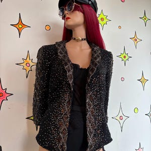 Adrianna Papell Evening Essentials Beaded Silk Blazer Maximalist Formal XL+ image 3