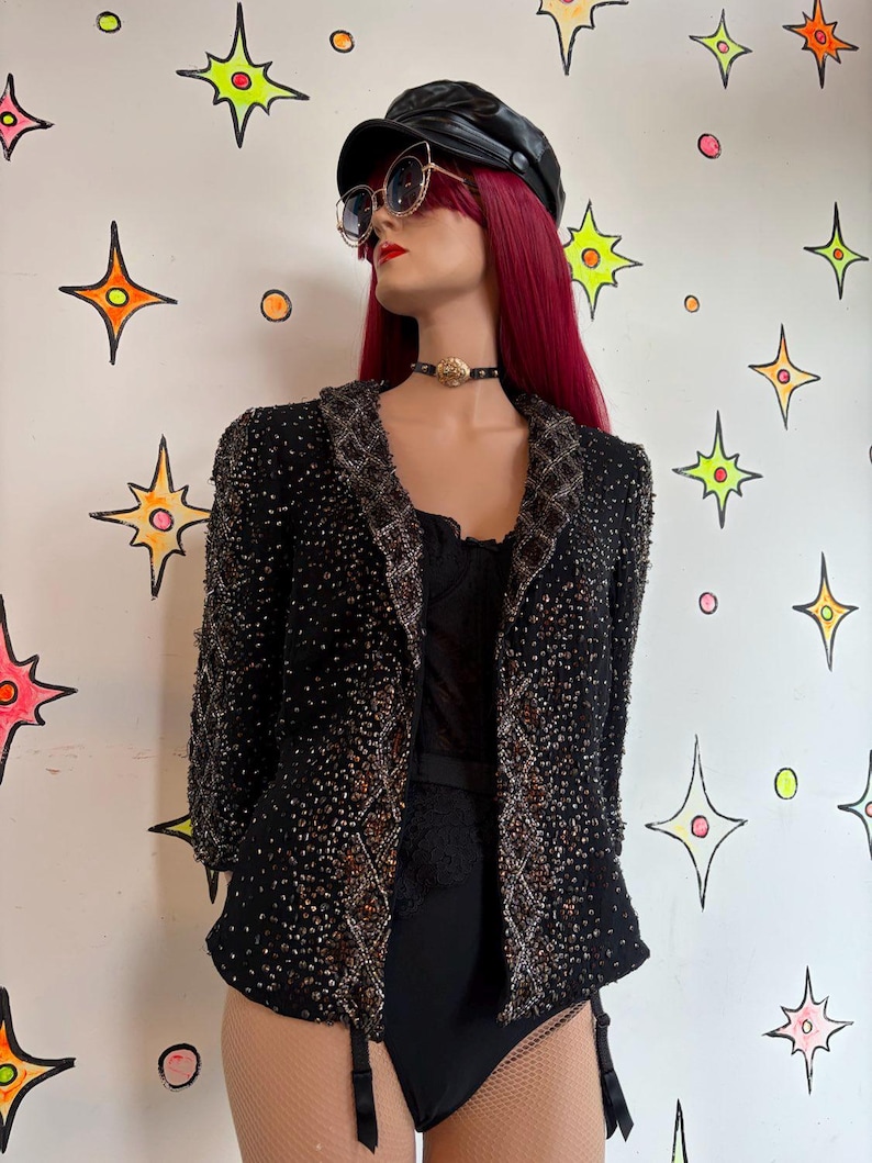 Adrianna Papell Evening Essentials Beaded Silk Blazer Maximalist Formal XL+ image 3