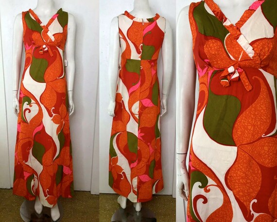 Vintage 60s Mod Cotton Barkcloth Hawaiian Pink Ora