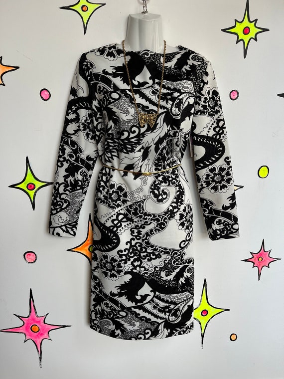 Vintage 60s 70s Black and White Psychedelic Gogo Mod Groovy Mini Dress Large Etsy UK