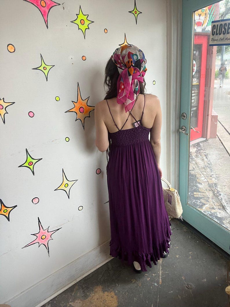 Free People Purple Lace Crochet Dress Boho Pirate Fairy Grunge Cottagecore - S image 3