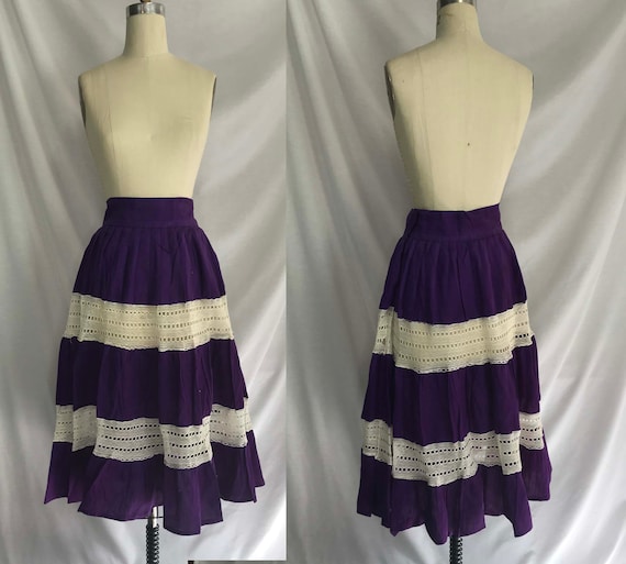 Vintage 60s 70s | Purple Boho Hippie Prairie Fest… - image 1