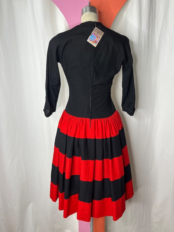 Vintage 1940s | Black and Red Striped Dress | Siz… - image 4