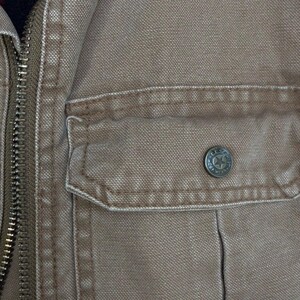 Vintage 90s Y2K Plaid Lined Khaki Lumberjack Vest Workwear Utility Gorpcore - M image 8
