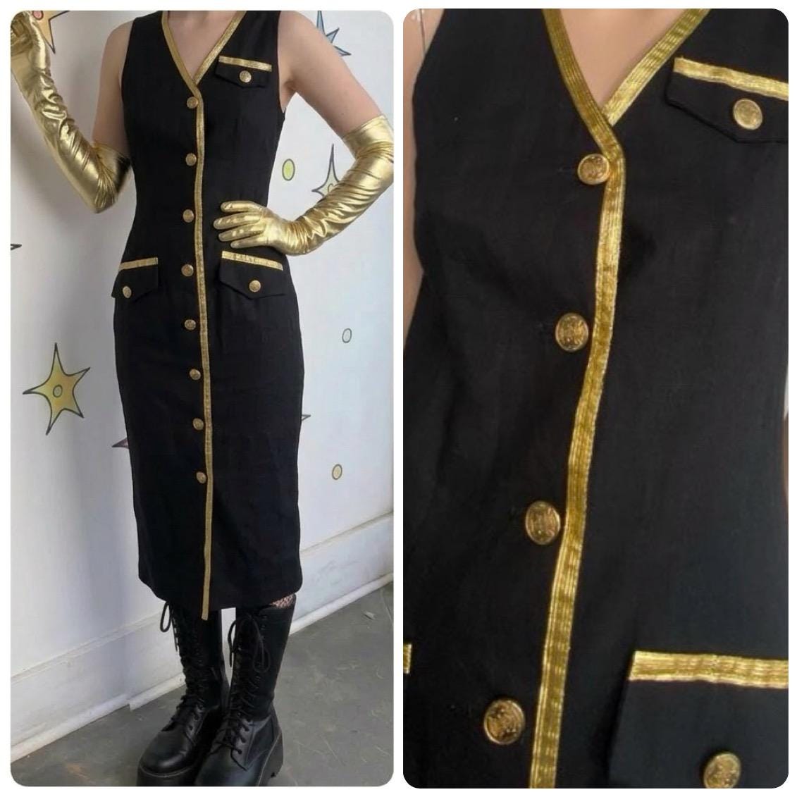 Versace Black and Gold Dress - Etsy