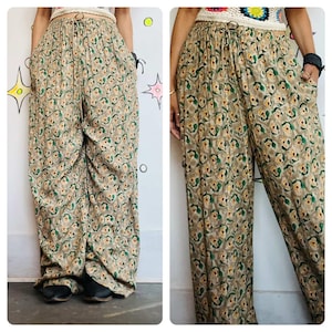Vintage 90s Carole Little Wide Leg Floral Palazzo Pants – Boho Lounge Glam – 12