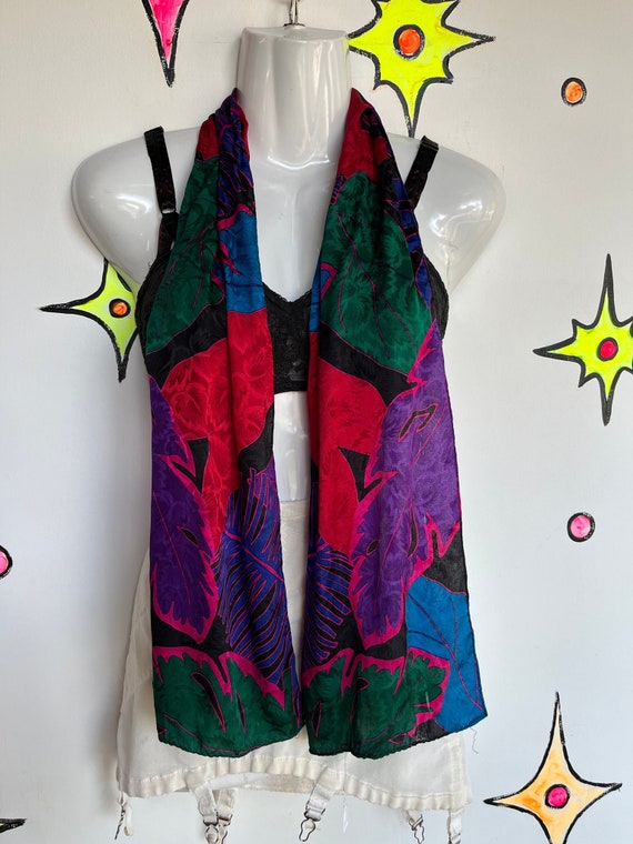 Vintage 80s 90s Liz Claiborne Leaf Print Colorful… - image 4