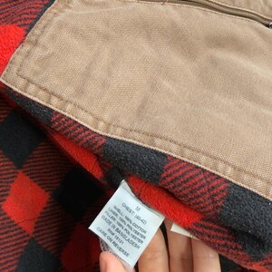 Vintage 90s Y2K Plaid Lined Khaki Lumberjack Vest Workwear Utility Gorpcore - M image 6