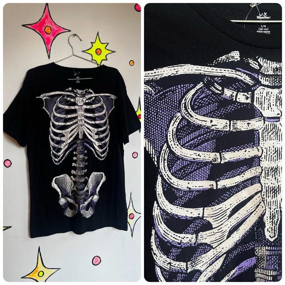 Vintage 90s Y2K | Skeleton Bones Halloween Punk Goth Emo