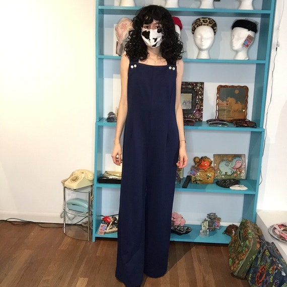 Vintage 1970s | Navy Blue Groovy Mod Disco Wide Le