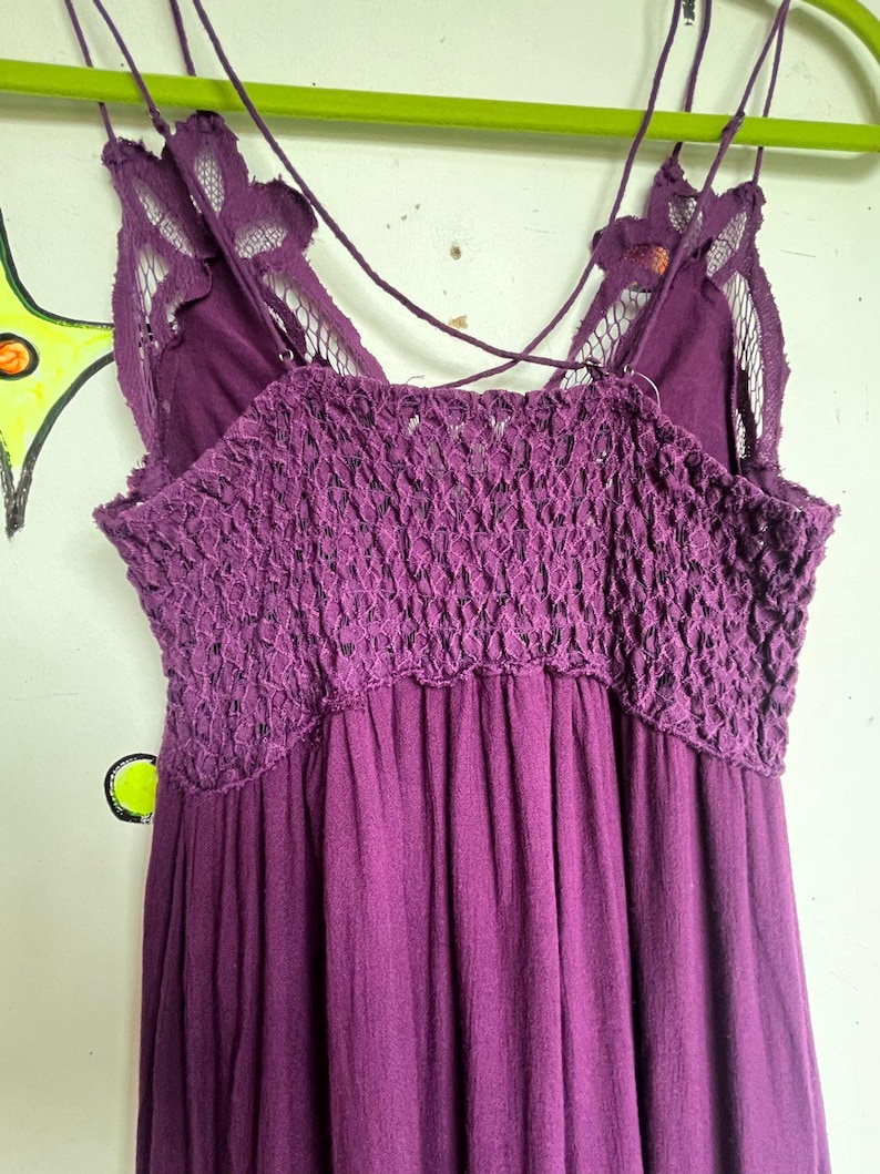 Free People Purple Lace Crochet Dress Boho Pirate Fairy Grunge Cottagecore - S image 7