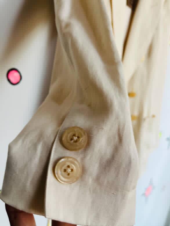 Vintage 90s DKNY Cream Linen Suit | Double Breasted Blazer & Mini