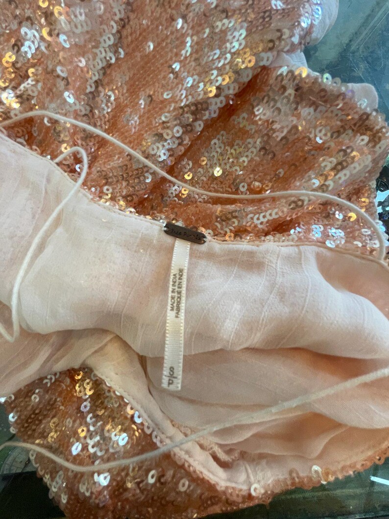 Vintage 90s Free People Sparkly Iridescent Fully Beaded Sequin Fairy Cami Top M image 6