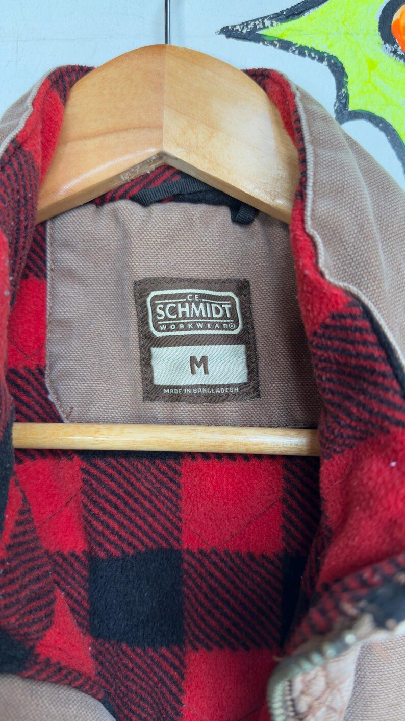 Vintage 90s Y2K Plaid Lined Khaki Lumberjack Vest Workwear Utility Gorpcore - M image 10