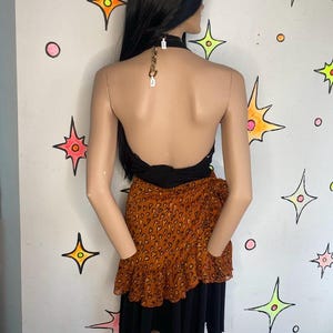Y2K oranje minirok met hartjesprint | Urban Outfitters-rok Fairy Grunge met ruches S afbeelding 3