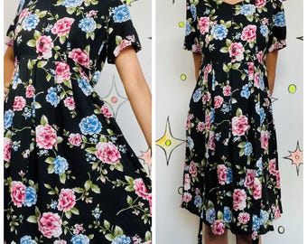 Vintage Grunge Whimsy Goth Floral Cottagecore Fairy Grunge Babydoll Dress – S