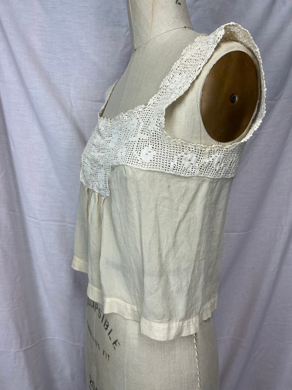 Antique Edwardian Ivory Lace Sleeveless Camisole … - image 2