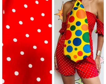 Clown Bozo Circus Halloween Costume Playsuit – Clowncore Party Outfit w Tie – L