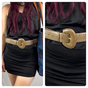 80s Vintage | Tan Snakeskin Leather Belt | M/L | Real Snakeskin Belt