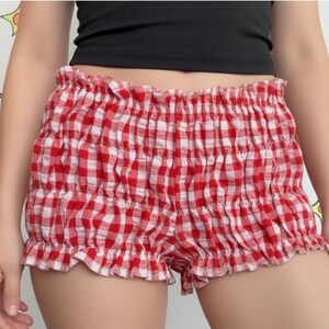 Red Gingham Bloomers Frilly Ruffled Cottagecore Babydoll Knickers Shorts S